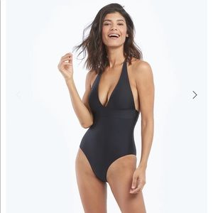 Summersalt Black Halter Plunge one-piece.                         NEW WITH TAGS